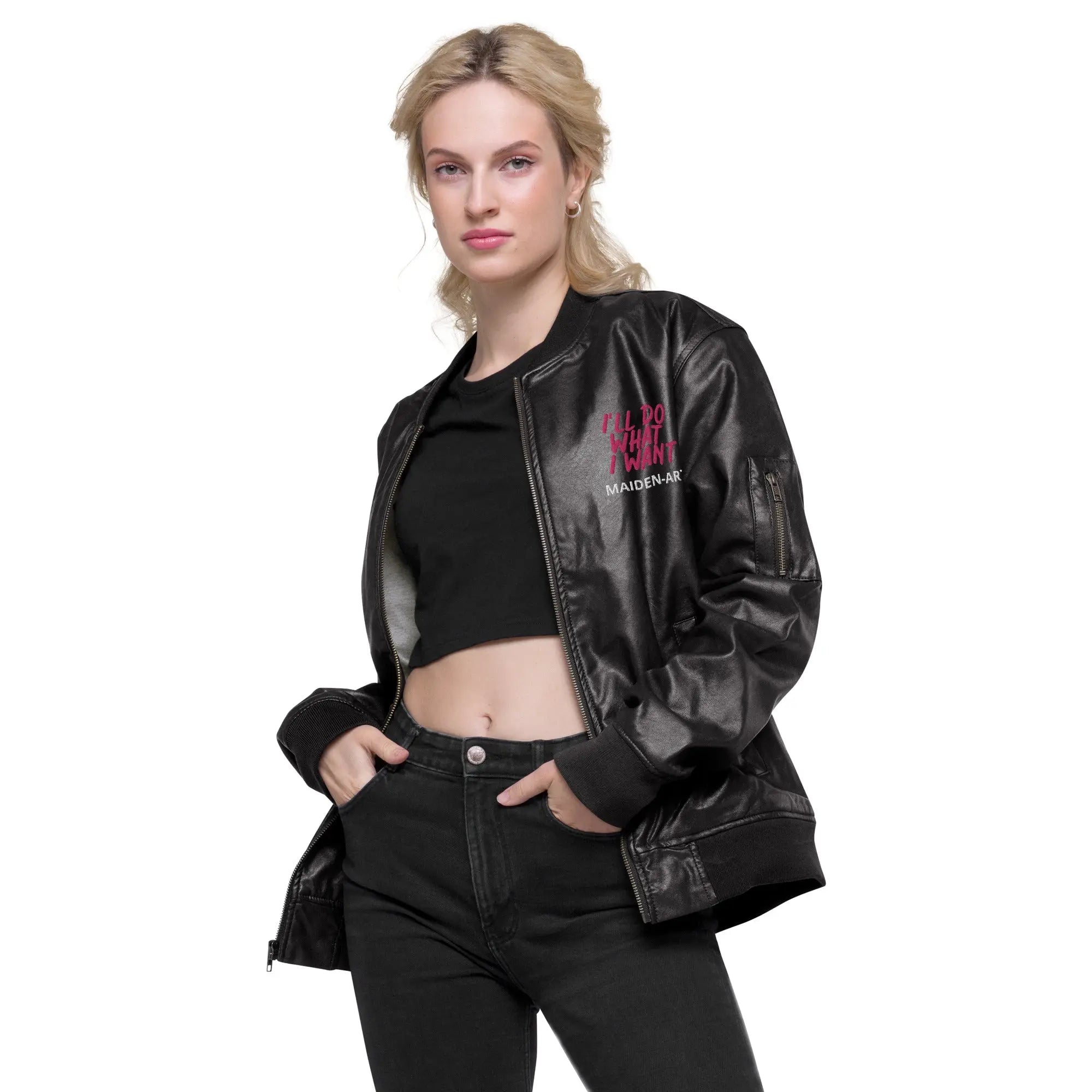 REBEL GIRL Leather Bomber Jacket Maiden-Art