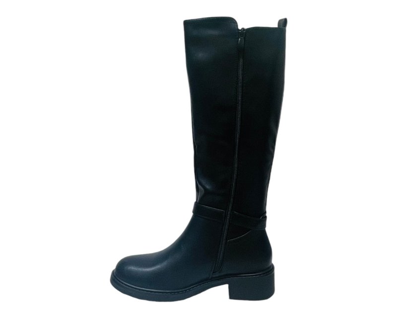 Faux Leather Full Zip Knee High Boots - Boots - British D'sire