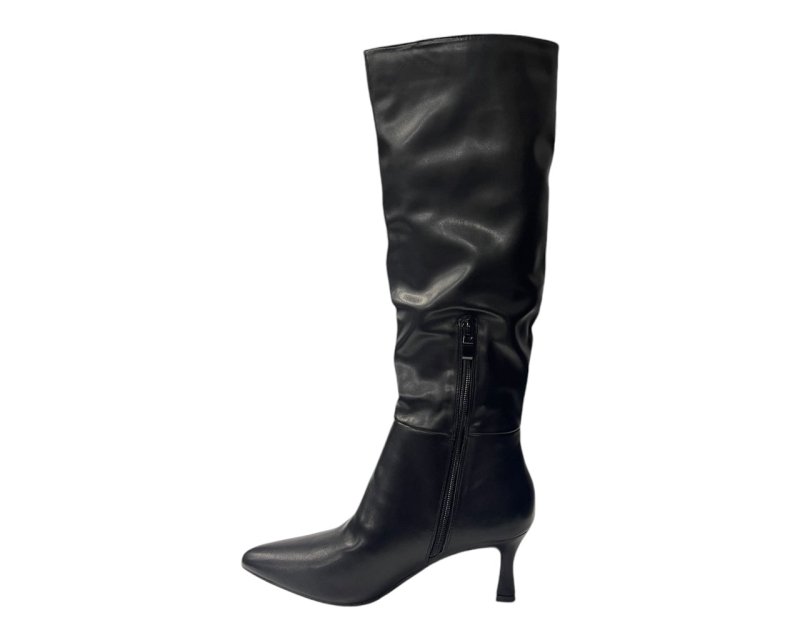 Faux Leather Knee High Zip Boots - Boots - British D'sire