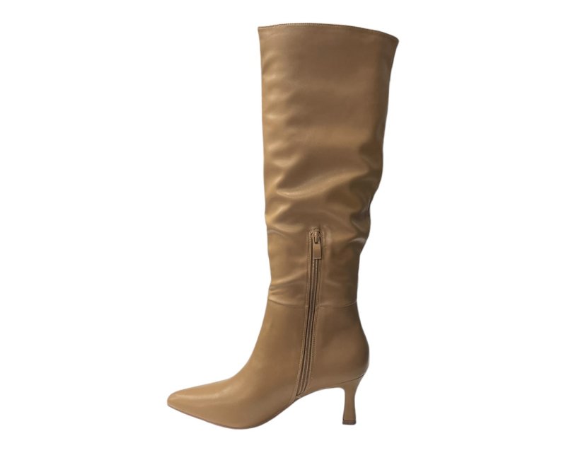 Faux Leather Knee High Zip Boots - Boots - British D'sire