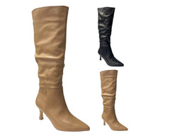 Faux Leather Knee High Zip Boots - Boots - British D'sire