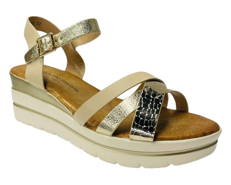 Faux Leather Padded Ankle Strap Wedge Sandals - Sandals - British D'sire