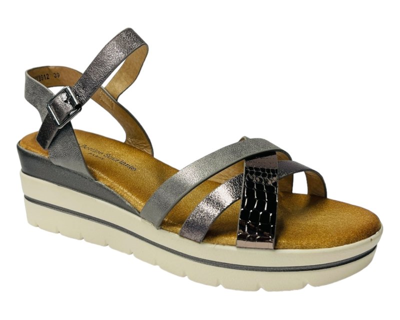 Faux Leather Padded Ankle Strap Wedge Sandals - Sandals - British D'sire