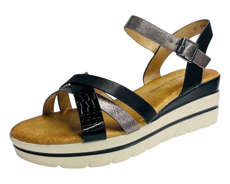 Faux Leather Padded Ankle Strap Wedge Sandals - Sandals - British D'sire