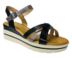 Faux Leather Padded Ankle Strap Wedge Sandals - Sandals - British D'sire