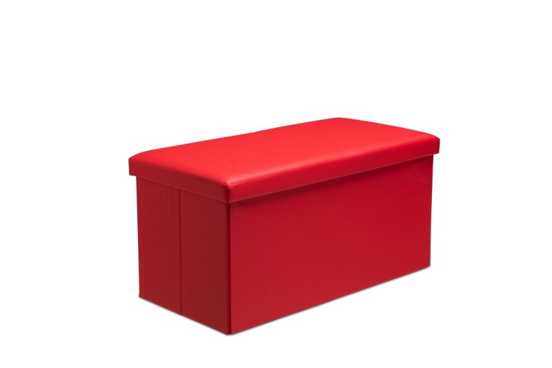 Faux Leather Storage Ottoman Storage Box With Lid Foldable - 38x38x38cm Square - British D'sire