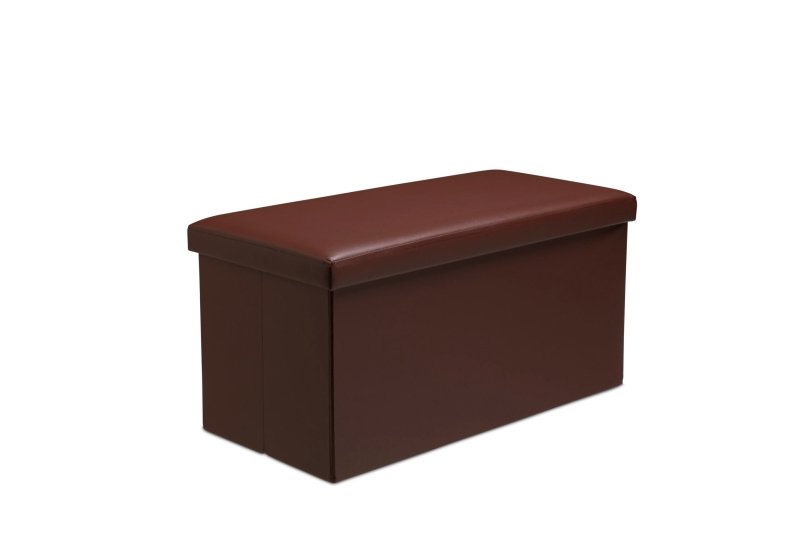 Faux Leather Storage Ottoman Storage Box With Lid Foldable - 38x38x38cm Square - British D'sire