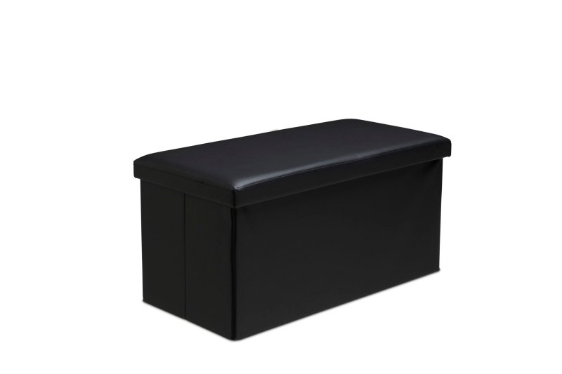 Faux Leather Storage Ottoman Storage Box With Lid Foldable - 38x38x38cm Square - British D'sire