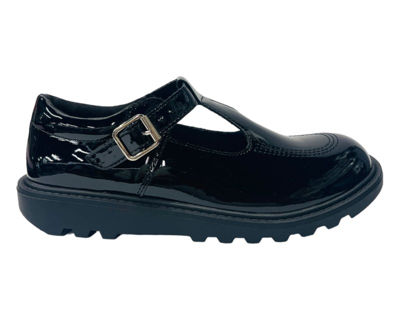 Faux Patent Leather Buckle T - Bar Flat Shoes - Flats - British D'sire