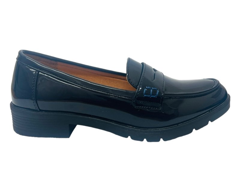 Faux Patent Leather Slip On Loafers Shoes - Flats - British D'sire