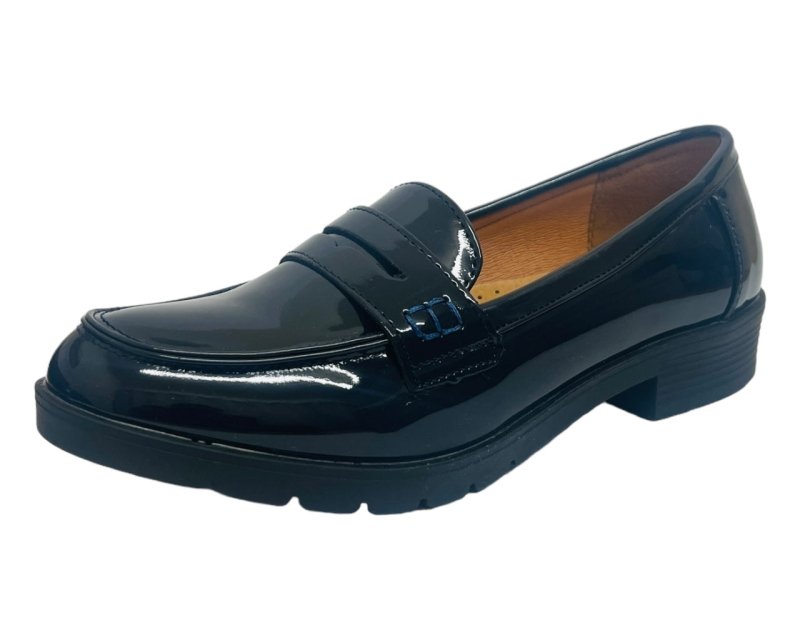 Faux Patent Leather Slip On Loafers Shoes - Flats - British D'sire