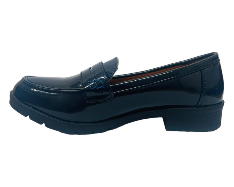 Faux Patent Leather Slip On Loafers Shoes - Flats - British D'sire