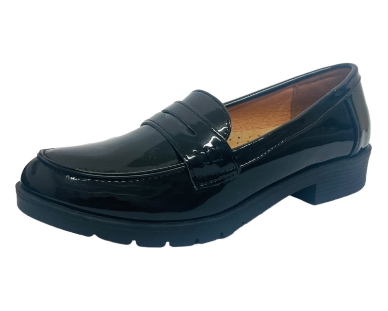 Faux Patent Leather Slip On Loafers Shoes - Flats - British D'sire