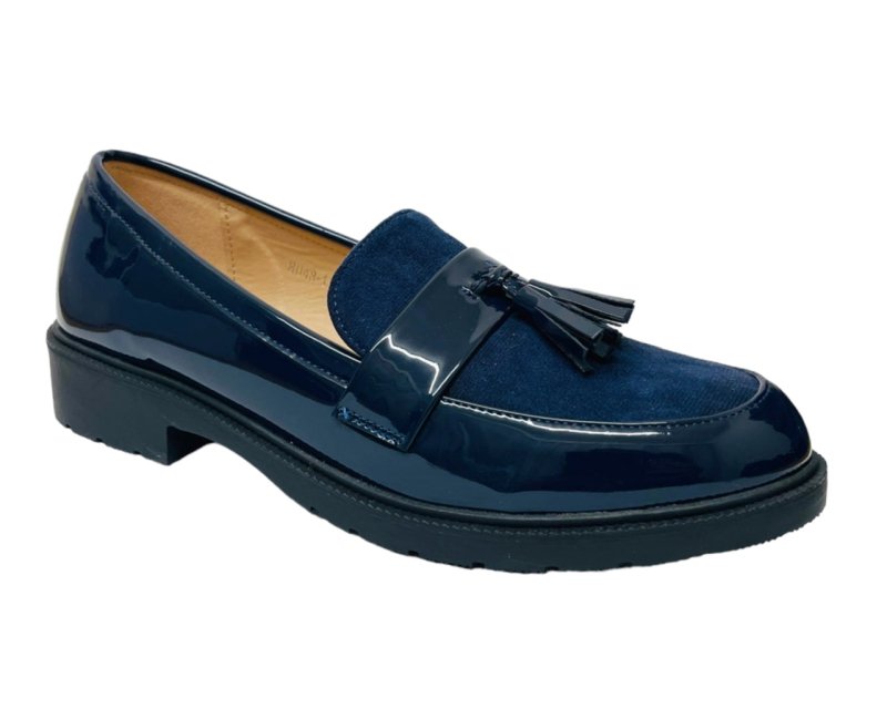 Faux Patent Leather Tassel Slip On Shoes - Shoes - British D'sire