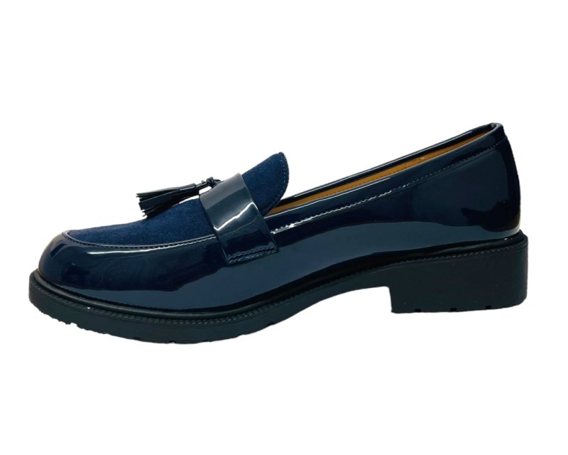 Faux Patent Leather Tassel Slip On Shoes - Shoes - British D'sire