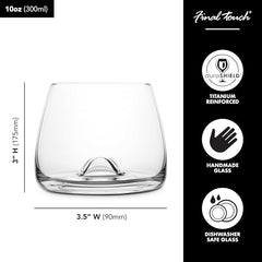 Final Touch 100% Lead - Free Crystal Whisky Glasses, Whiskey Glasses, Made with DuraSHIELD Titanium Reinforced for Increased Durability, High 9 cm, 300 ml, Pack of 2 - Glasswares & Drinkwares - British D'sire