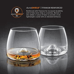 Final Touch 100% Lead - Free Crystal Whisky Glasses, Whiskey Glasses, Made with DuraSHIELD Titanium Reinforced for Increased Durability, High 9 cm, 300 ml, Pack of 2 - Glasswares & Drinkwares - British D'sire