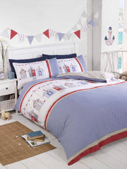 Beach Huts Kids Children Bedding Single Double Toddler Duvet Quilt Cover Set Boys Girls