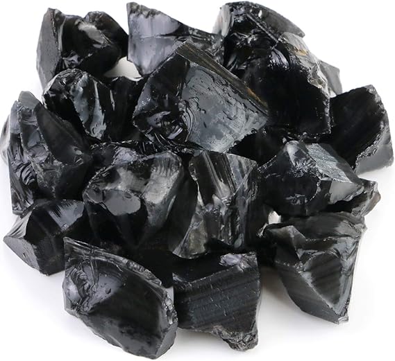 FIREBOOMOON 2lb/950g Rough Natural Black Obsidian Stones Raw Gemstone Crystal Rock for Cabbing,Tumbling,Cutting,Polishing,Lapidary,Wire Wrapping,Healing Reiki,Jewelry Making,Home Decoration(Black) - Gemstones - British D'sire