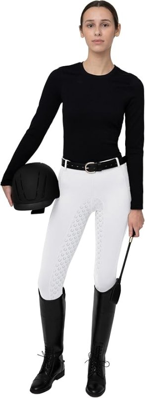 FitsT4 Horse Riding Ladies Women Silicon Full SEAT Jodhpurs Equestrian Gym/Yoga Leggings Tights Breeches Equine - Breeches - British D'sire