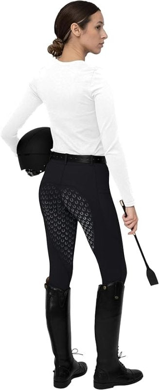 FitsT4 Horse Riding Ladies Women Silicon Full SEAT Jodhpurs Equestrian Gym/Yoga Leggings Tights Breeches Equine - Breeches - British D'sire