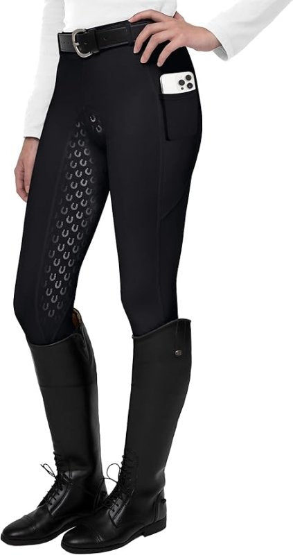 FitsT4 Horse Riding Ladies Women Silicon Full SEAT Jodhpurs Equestrian Gym/Yoga Leggings Tights Breeches Equine - Breeches - British D'sire