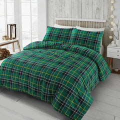 Flannelette Tartan Thermal 100% Brushed Cotton Quilt Duvet Cover Cosy Bed Set - Home, Furniture & DIY:Bedding:Bedding Sets & Duvet Covers - British D'sire