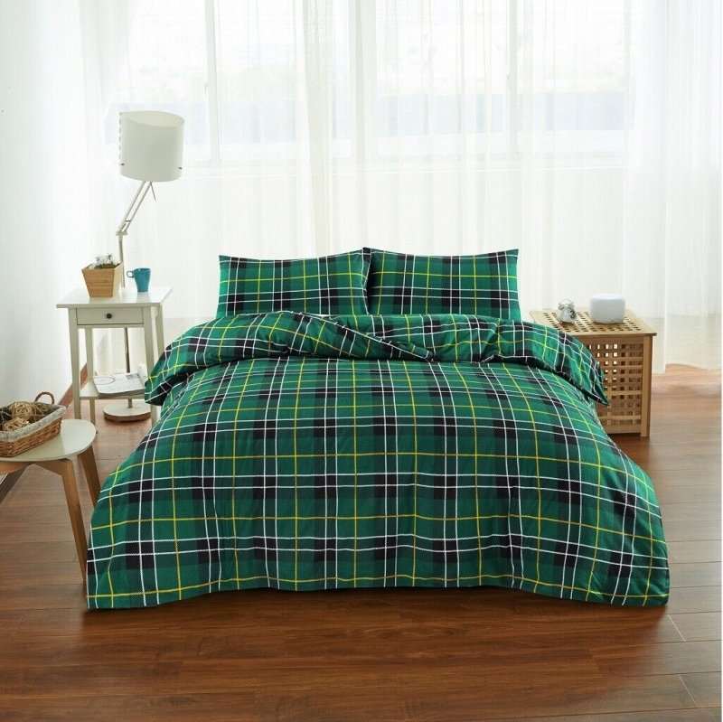 Flannelette Tartan Thermal 100% Brushed Cotton Quilt Duvet Cover Cosy Bed Set - Home, Furniture & DIY:Bedding:Bedding Sets & Duvet Covers - British D'sire