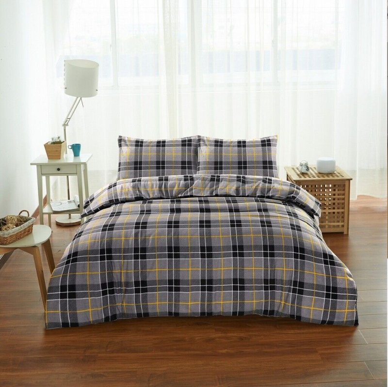 Flannelette Tartan Thermal 100% Brushed Cotton Quilt Duvet Cover Cosy Bed Set - Home, Furniture & DIY:Bedding:Bedding Sets & Duvet Covers - British D'sire