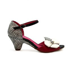 Fleur - Black/White/Fuchsia open toe sandal - Sandals - British D'sire