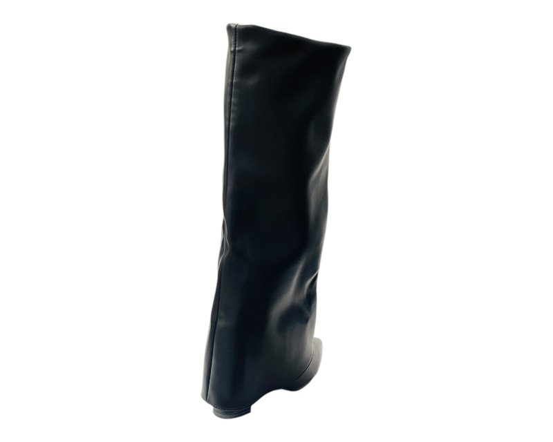 Fold Over Knee High Block Heel Boots - Boots - British D'sire