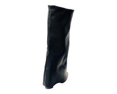 Fold Over Knee High Block Heel Boots - Boots - British D'sire