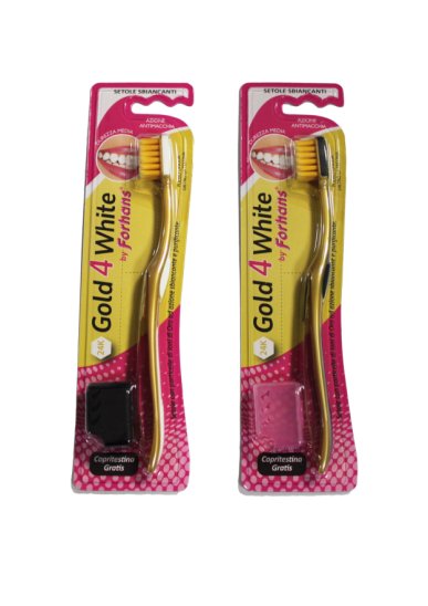 Forhans Toothbrush - Choice of Gold or Black (2 toothbrushes supplied) - Toothbrushes - British D'sire