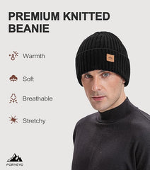 FORVEVO Beanie Hats for Men, Winter Hats with Thick Warm Fleece Lining, Thermal Knit Beanie Hat for Men - Hats & Caps - British D'sire