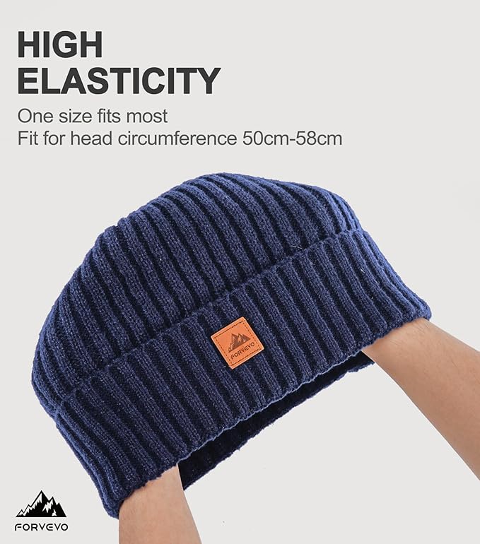 FORVEVO Beanie Hats for Men, Winter Hats with Thick Warm Fleece Lining, Thermal Knit Beanie Hat for Men - Hats & Caps - British D'sire