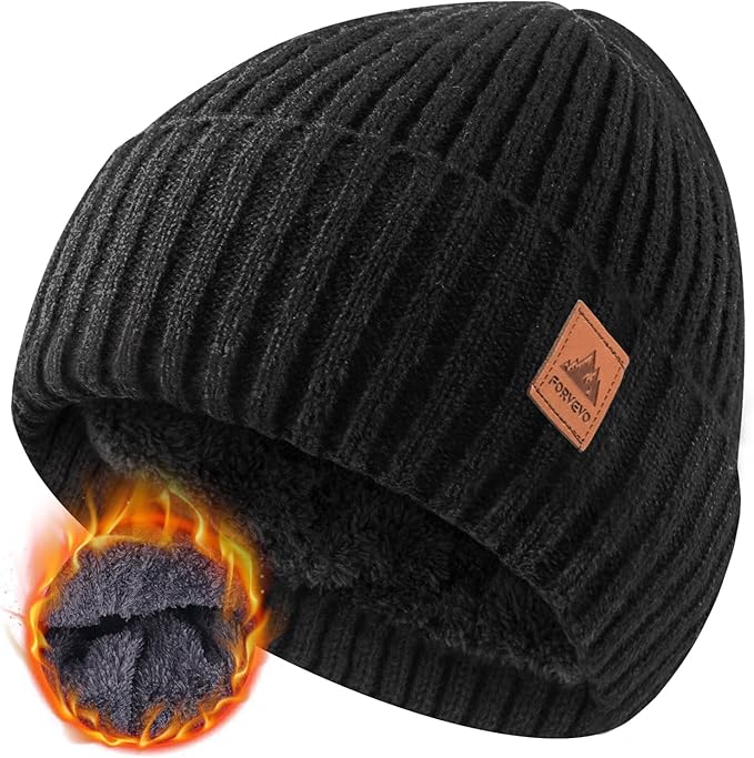 FORVEVO Beanie Hats for Men, Winter Hats with Thick Warm Fleece Lining, Thermal Knit Beanie Hat for Men - Hats & Caps - British D'sire