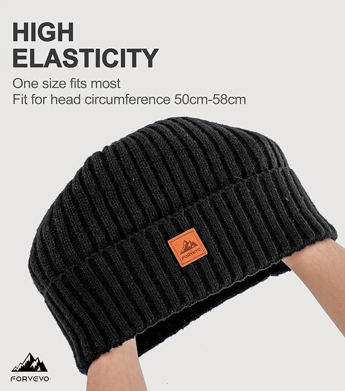 FORVEVO Beanie Hats for Men, Winter Hats with Thick Warm Fleece Lining, Thermal Knit Beanie Hat for Men - Hats & Caps - British D'sire