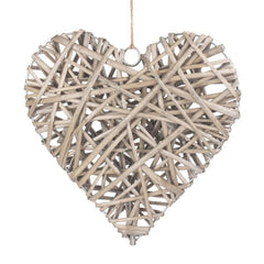 Full Antique Wash Wicker Heart - Home Decor & Furniture - British D'sire