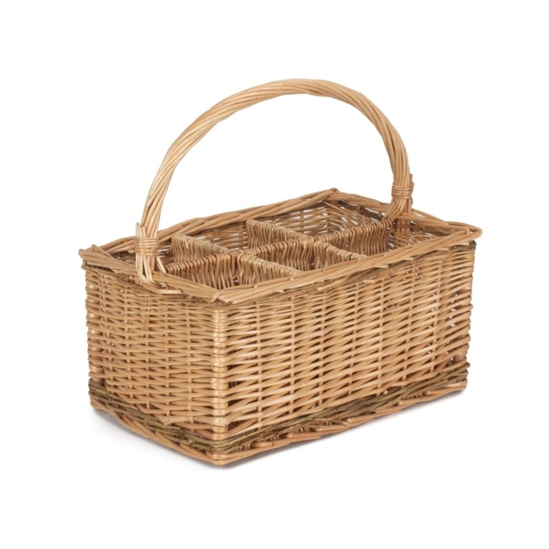 Full buff Unpeeled Wicker Drinks Basket - Drinks Baskets - British D'sire