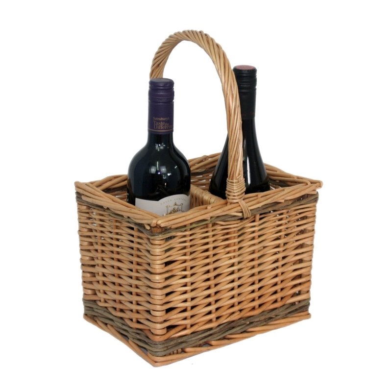 Full buff Unpeeled Wicker Drinks Basket - Drinks Baskets - British D'sire