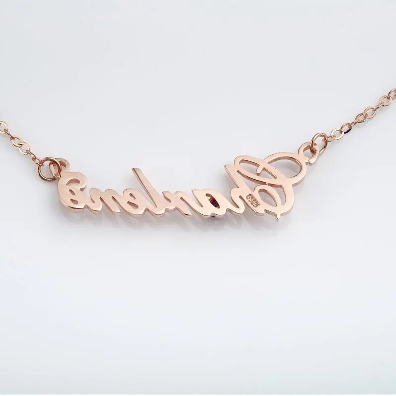 Full Silver Diamond Name Necklace - necklace - British D'sire