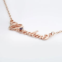 Full Silver Diamond Name Necklace - necklace - British D'sire