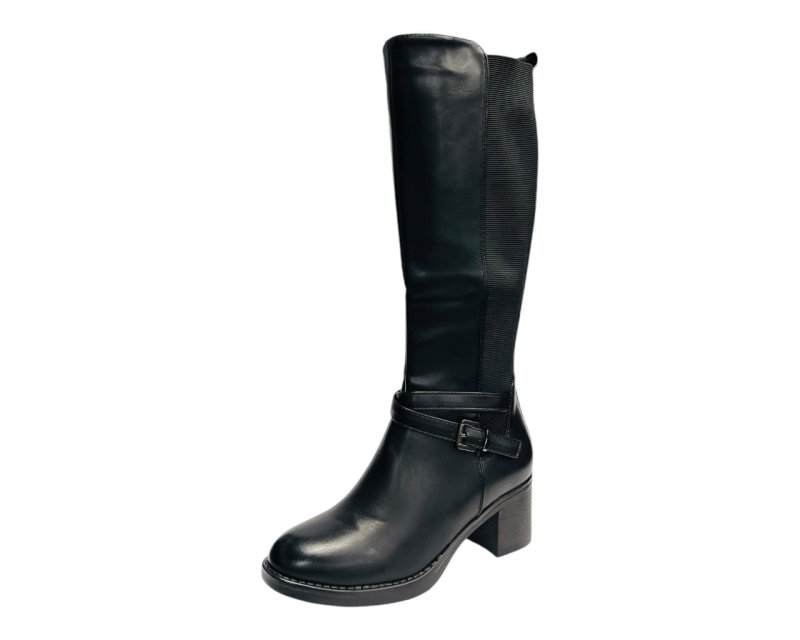 Full Zip Elastic Panel Knee High Boots - Boots - British D'sire