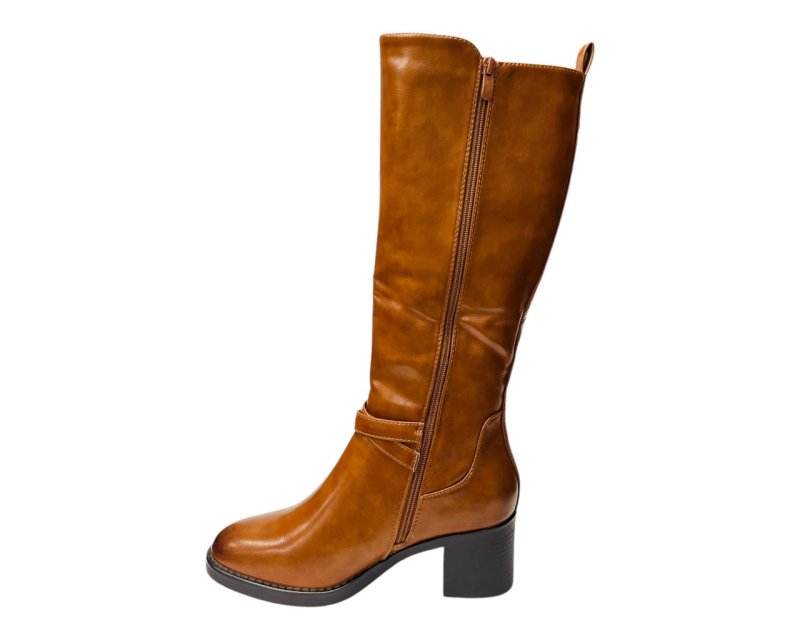 Full Zip Elastic Panel Knee High Boots - Boots - British D'sire