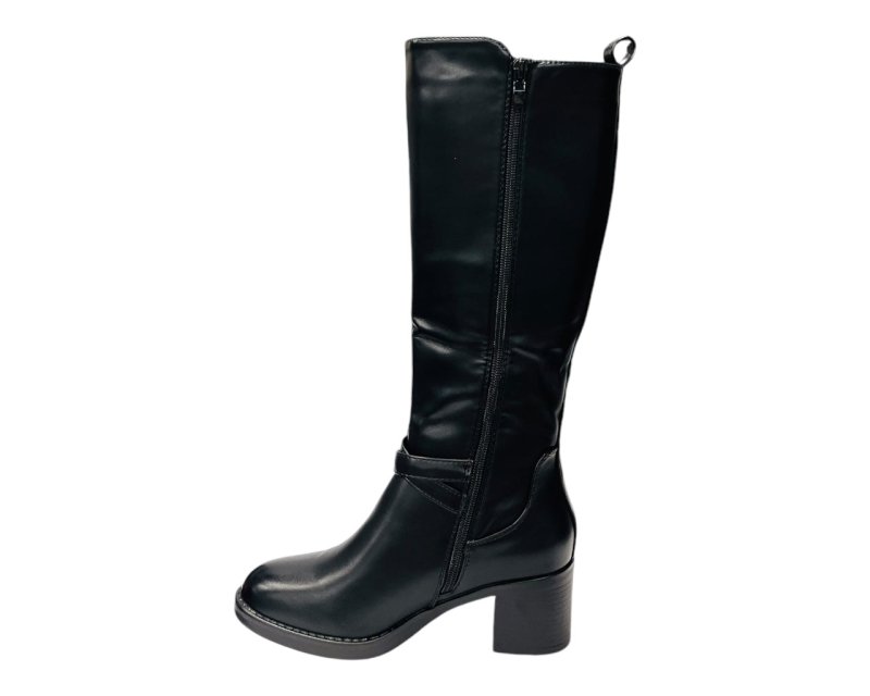 Full Zip Elastic Panel Knee High Boots - Boots - British D'sire