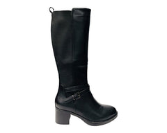 Full Zip Elastic Panel Knee High Boots - Boots - British D'sire