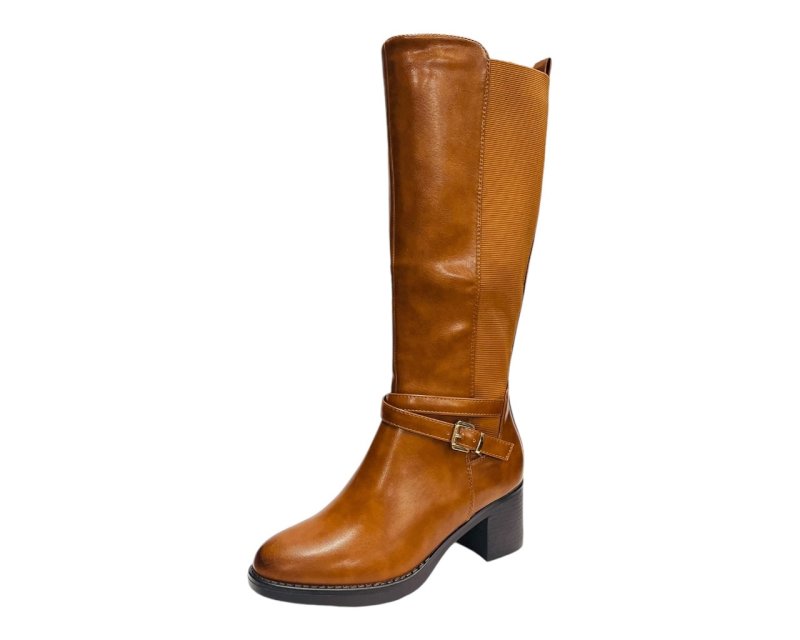 Full Zip Elastic Panel Knee High Boots - Boots - British D'sire