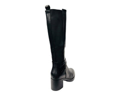 Full Zip Elastic Panel Knee High Boots - Boots - British D'sire