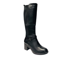 Full Zip Elastic Panel Knee High Boots - Boots - British D'sire