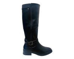 Full Zip Faux Leather Knee High Boots - Boots - British D'sire